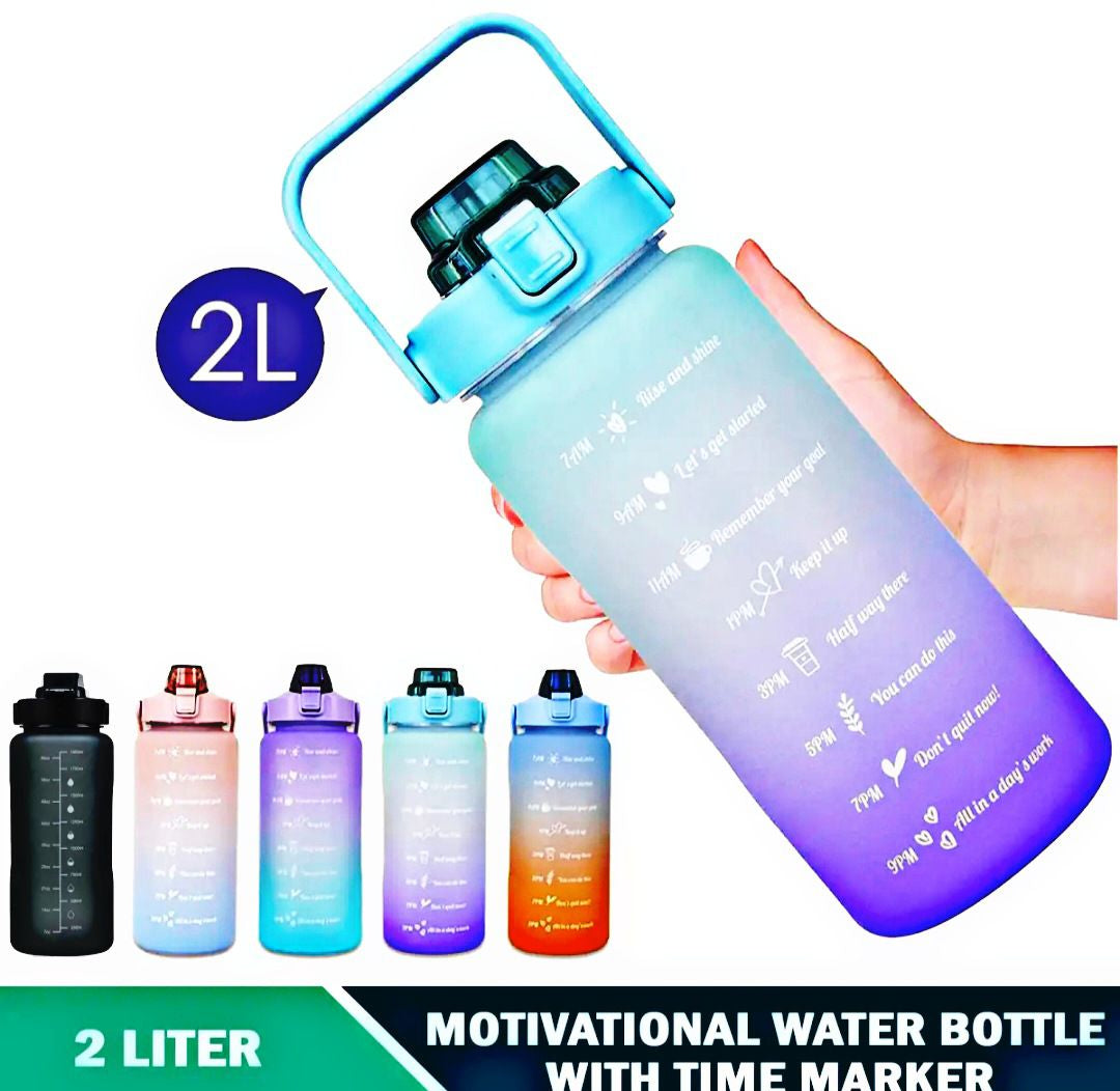 2 Litter Water Bottle  Multi Color With Straw