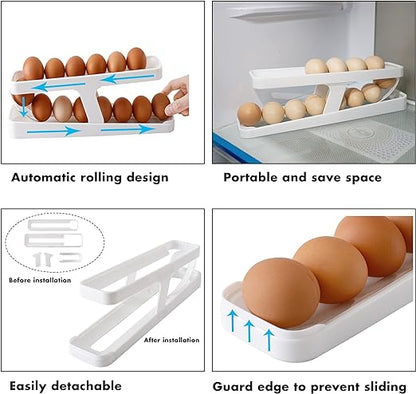 2 Tier Rolling Egg Dispenser For Refrigerator