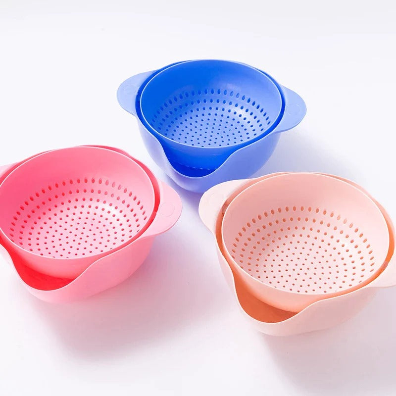 Household Double Layer Kitchen Vegetable and Fruit Washing Basket